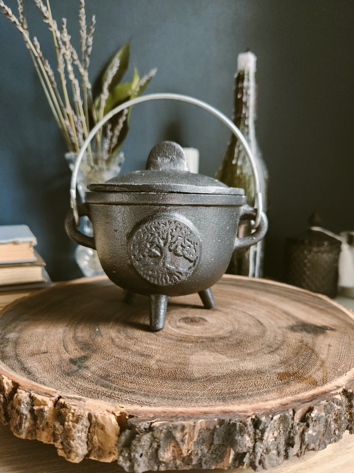 Cast Iron Cauldron with Handle - Incense Burner, Candle Holder, Smudge Pot